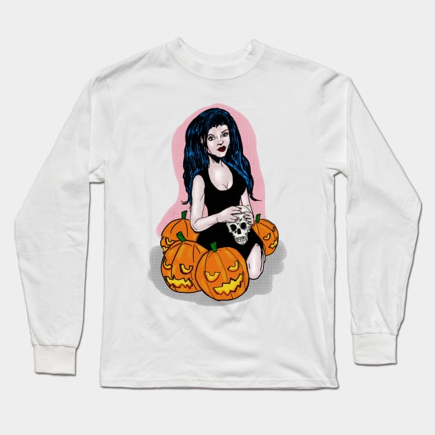 Witchy Woman in a Pumpkin Patch Long Sleeve T-Shirt by silentrob668